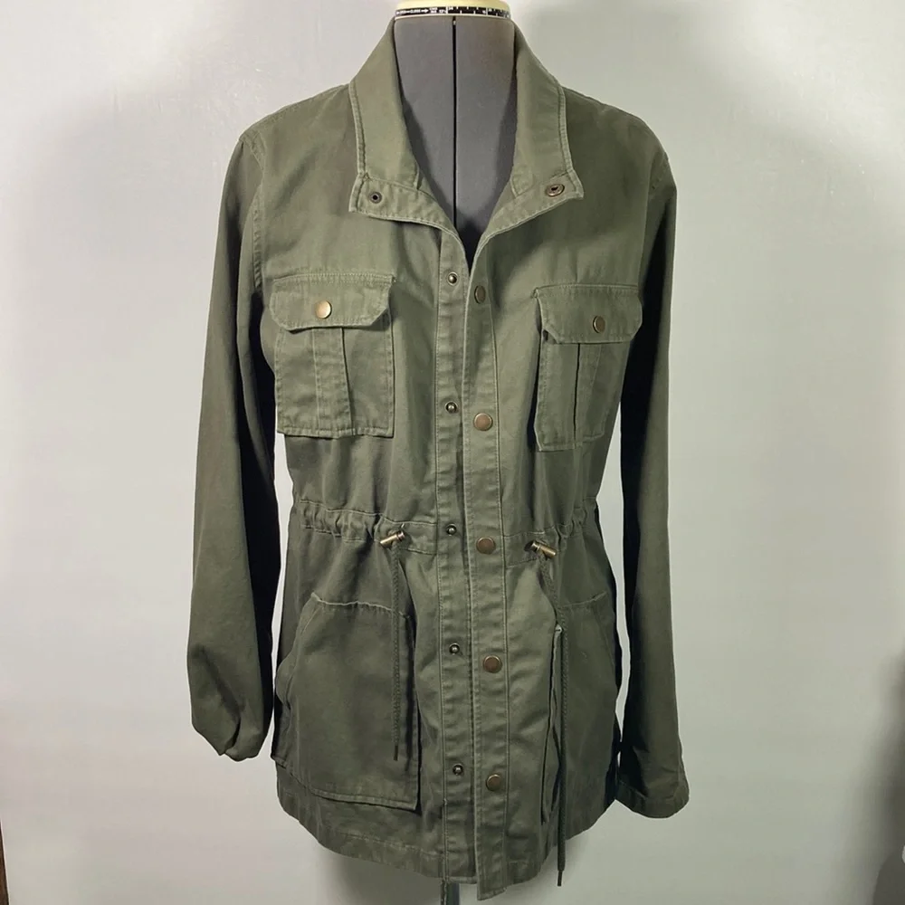 Arizona Snap Front Draw String Waist Large Pockets Jacket Size L